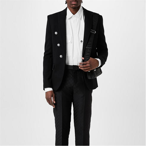 BALMAIN - Men's Button Notch Collar Cotton Long Sleeve Blazer