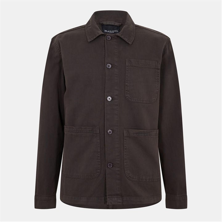 Brave Soul Men's Grey Twill Shacket Extra Large