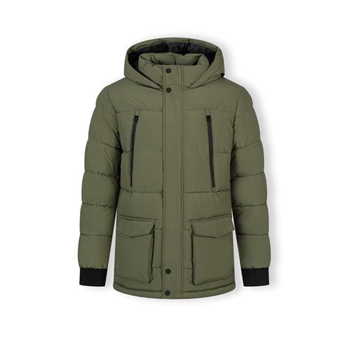 Minoti - Men long jacket fleece lined zip pockets khaki