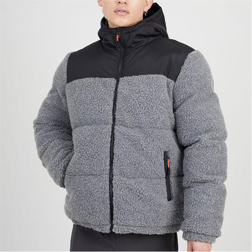 Brave Soul - Mens Borg Puffer Jacket with Contrast Fabric Upper & Hood