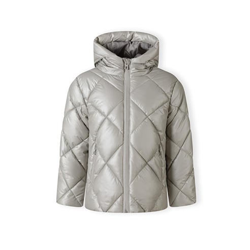 Minoti - Girls quilted jacket with hood and zip pockets silver