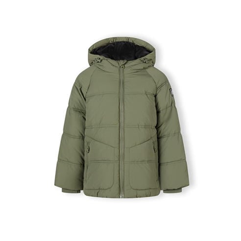 Minoti - Boys quilted jacket with hood and zip pockets khaki
