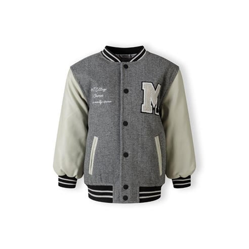 Minoti - Boys varsity jacket with snap buttons and PU sleeves grey