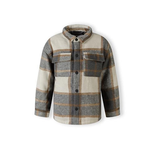 Minoti - Boys padded shirt jacket wool blend grey check