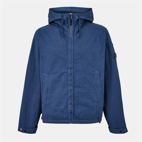 CP COMPANY - Men's  Garment Dyed Cotton Hooded Full Zip Long Sleeve Overshirt