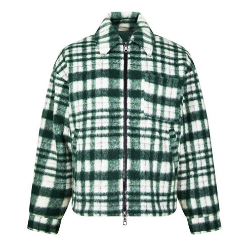 COLE BUXTON - Men's Checked Wool Blend Long Sleeve Oversized Fit Overshirt