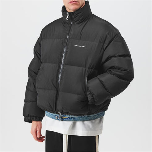 COLE BUXTON - Men's Cropped Logo Duck Down Long Sleeve Oversized Fit Short Puffer Jacket
