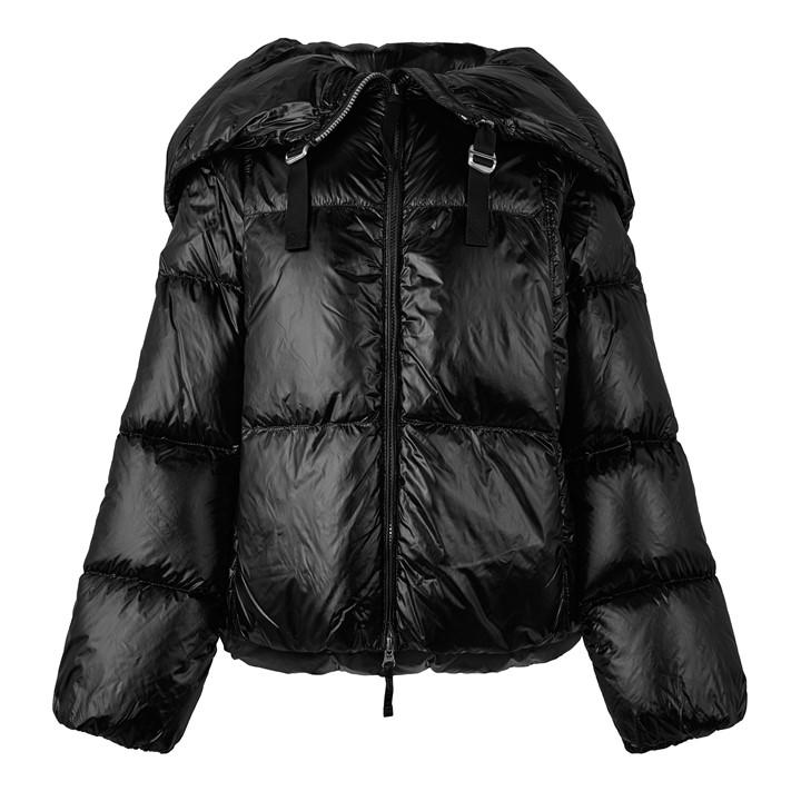 Parajumpers Women's Black Water Flower Hooded Down Jacket Size 16