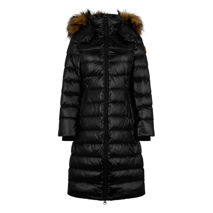 Arctic Army Long Puffer Coat In Black