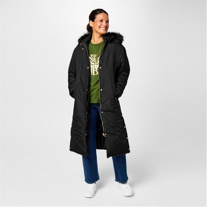 Biba Hooded Puffer Coat In Black