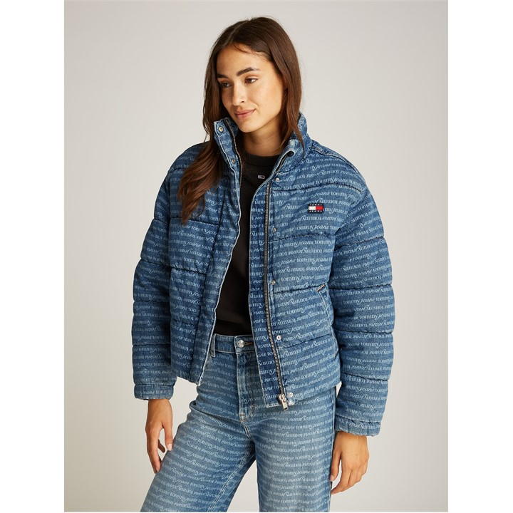Tommy Jeans Denim Puffer Jacket Ai6054 In Blue