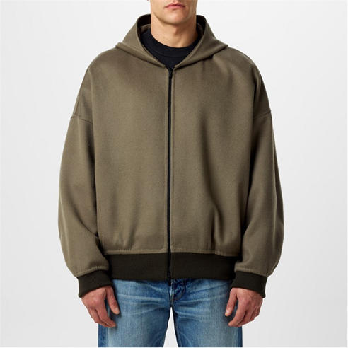 FEAR OF GOD - Men's Fear of God Hooded Wool Long Sleeve Bomber Jacket