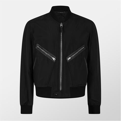 TOM FORD - Men's Poplin Silk Long Sleeve Zip Bomber Jacket