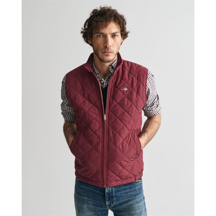 Gant Men's Red Quilted Windcheater Vest Medium