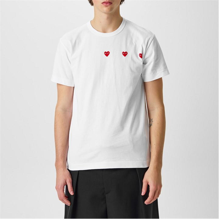 Comme Des Garçons Play Omme Des Garcons Play 3 Heart T-shirt In White