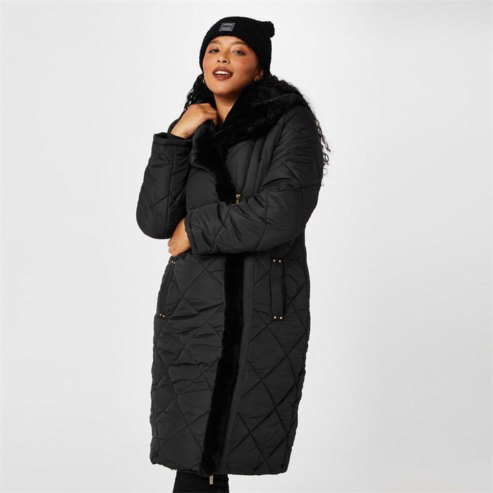 Biba Quilted Coat In Black
