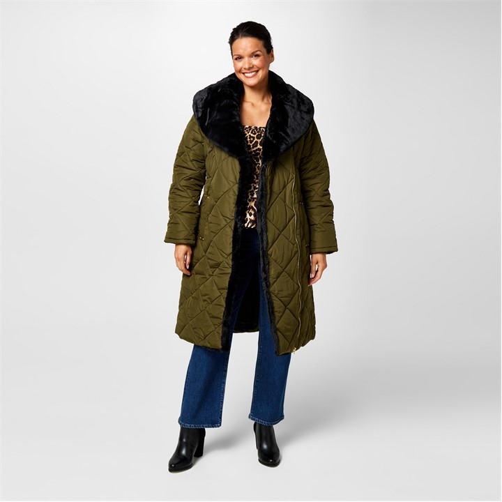 Biba Quilted Coat In Green
