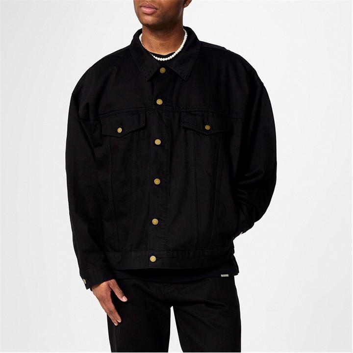 Essentials Button-fastening Denim Jacket In Black