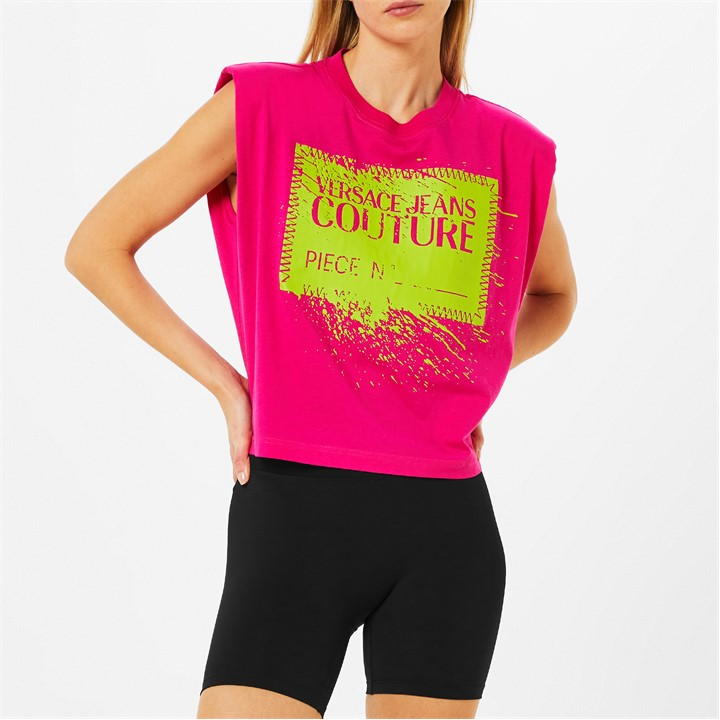 VERSACE JEANS COUTURE ONTOUR LOGO CROP TOP WOMENS