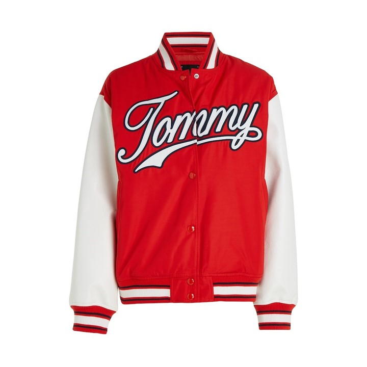 Tommy Jeans Jw Letterman Jacket In Red