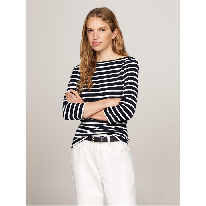 Tommy Hilfiger Women's Blue New Cody Slim Boat-Nk 3/4Slv Size 8