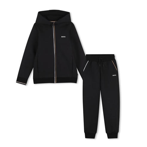 Boss - Kids' Cotton Full-Zip Hoodie and Joggers Fleece Tracksuit