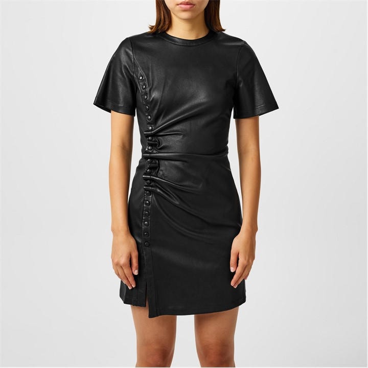 RABANNE Short Gathered Dress - Black