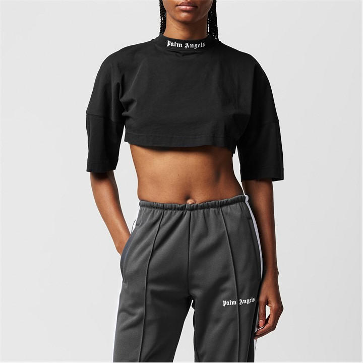 PALM ANGELS Logo Crop T-Shirt - Black
