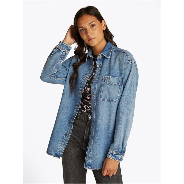 Tommy Jeans Women's Blue Relaxed Ls Shirt Bi6011 Size 12