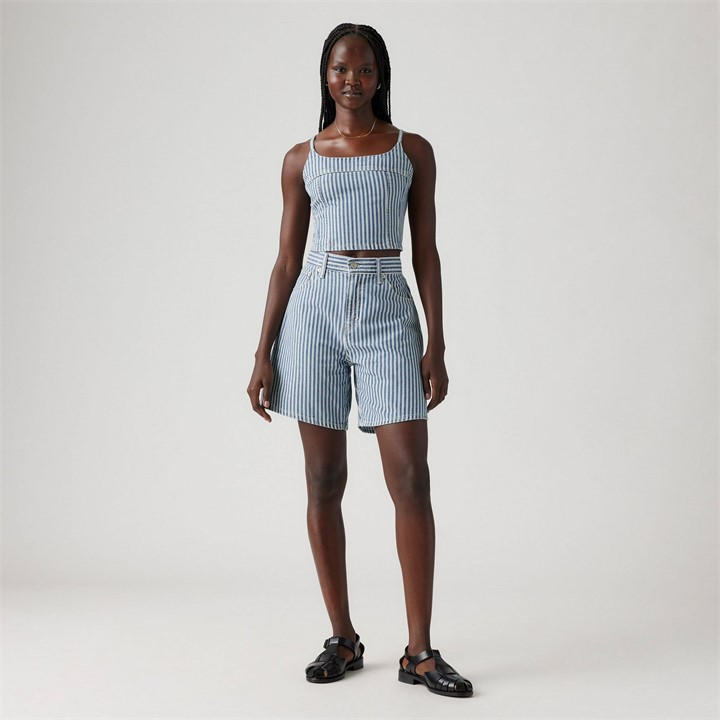Levis Women's Blue High Baggy Short Luxury Trip - Small