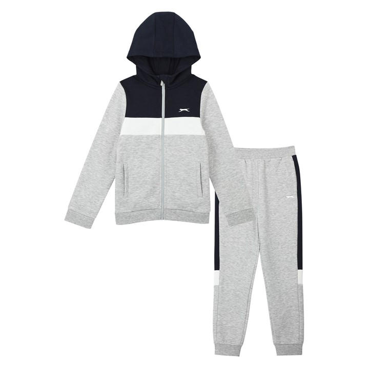 Slazenger Boys Grey Fleece Full Zip Track Suit Junior Size 7