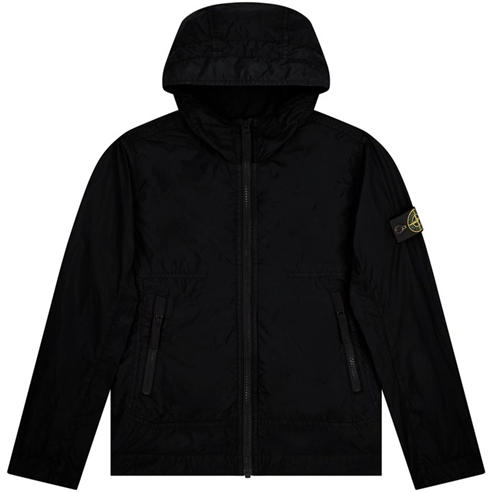 STONE ISLAND - Kids' Crinkle Reps Wind Resistant Hooded Long Sleeve Short Puffer Jacket