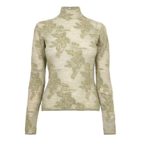 GANNI - Women's Sheer Flower Jacquard Long Sleeve T-Shirt