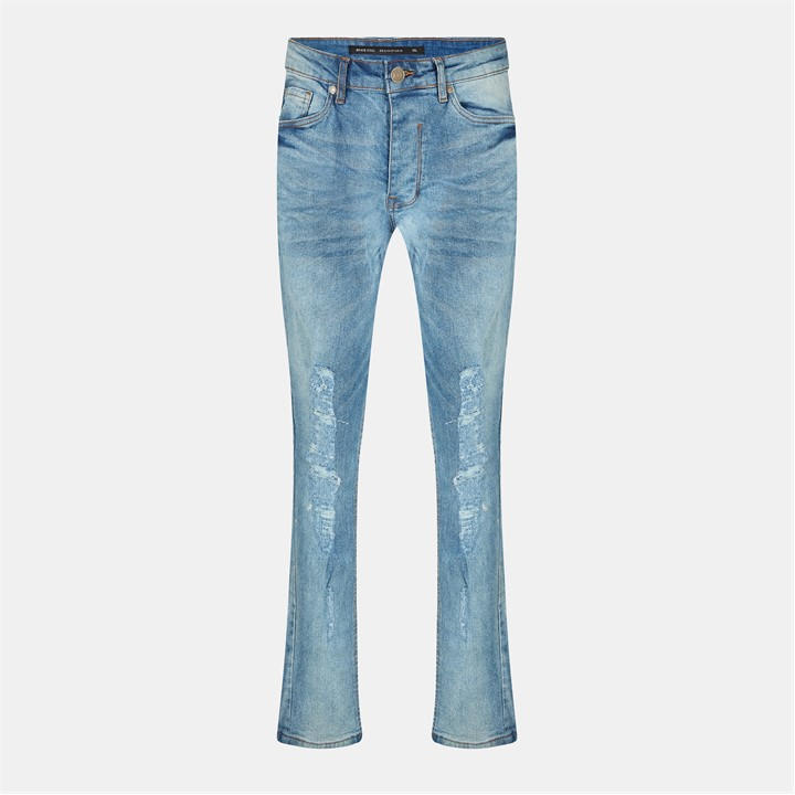 Brave Soul Fit Jeans with Knee Rips - Blue