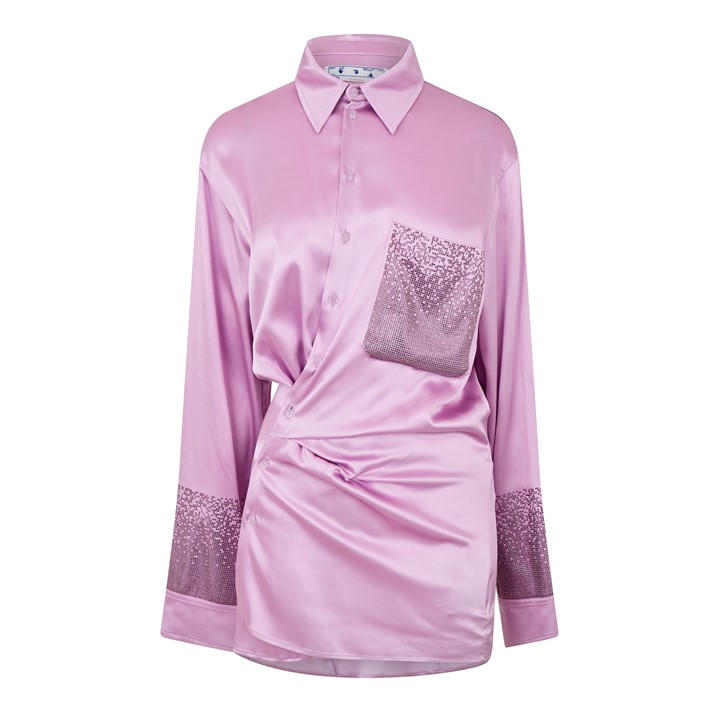 Off-white Omen's Duchesse Twist-front Design Shirt In Purple