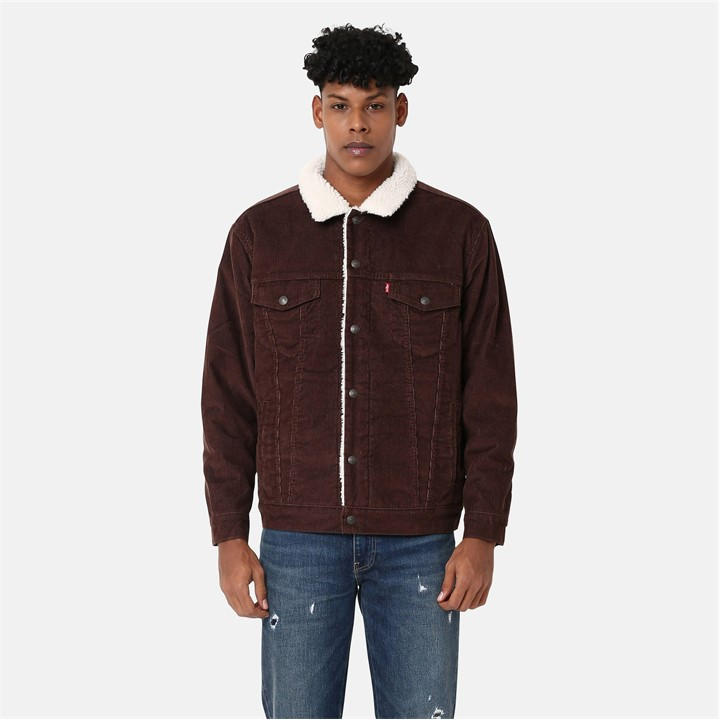 Levis Men's Brown Type 3 Sherpa Jacket Extra Small
