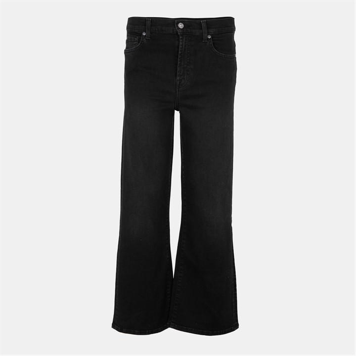 7 For All Mankind Women's Black 7Fam Cropped Alexa Small