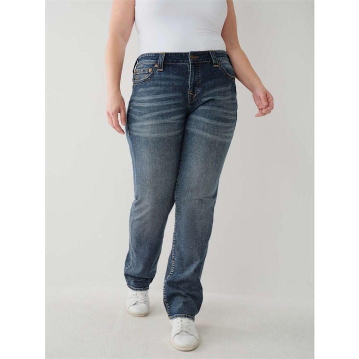 TRUE RELIGION BILLIE MID RISE STRAIGHT JEANS WOMENS