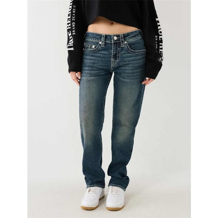 TRUE RELIGION WASHED RELAXED JEANS WOMENS