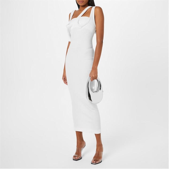 THE ATTICO Women's Rib Midi Dress - White