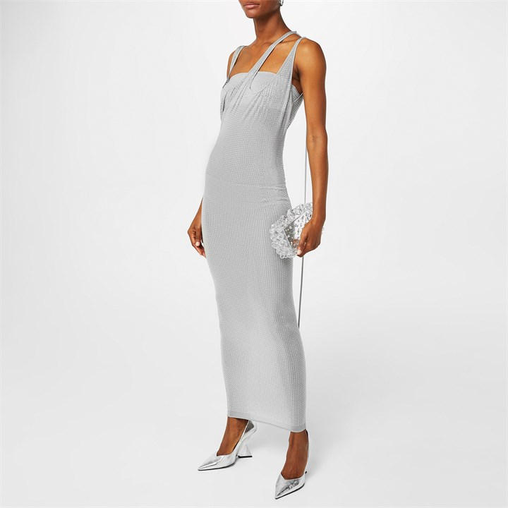 THE ATTICO Women's Sheer Midi Dress - Grey