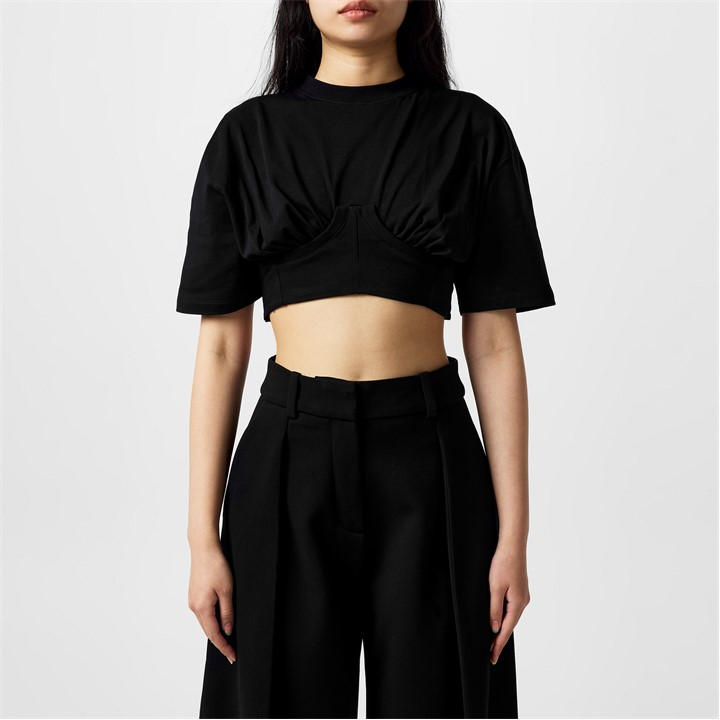 Jacquemus Le Caraco Cropped T-shirt In Nero