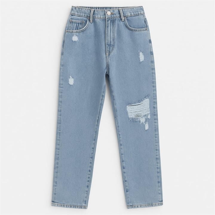 I Saw It First Distressed Split Hem Jean In Blue