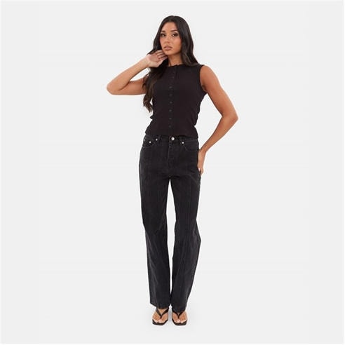 I Saw It First - Seam Detail Straight Leg Jeans
