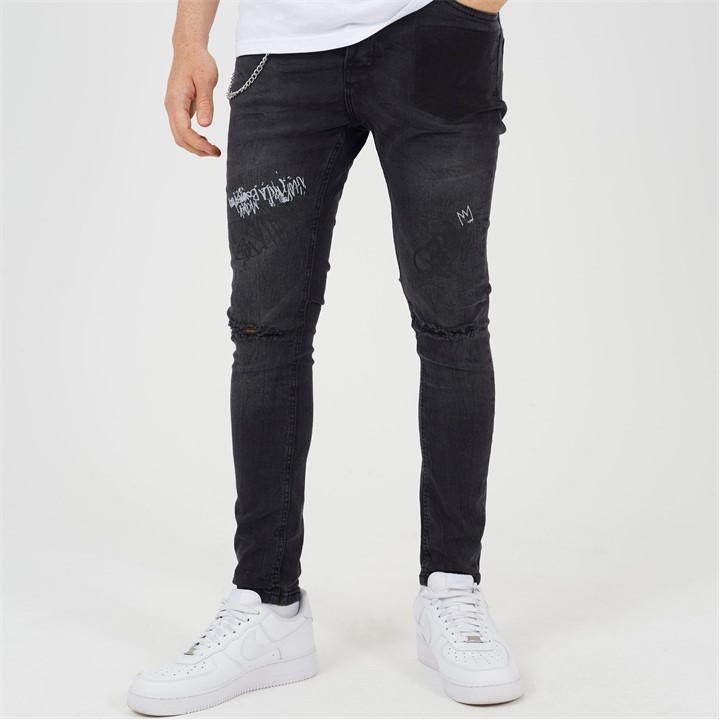 Brave Soul Fit Denim Jean With Button Fly In Grey