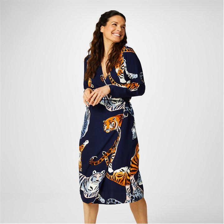 Biba Kimono Wrap Dress In Multi