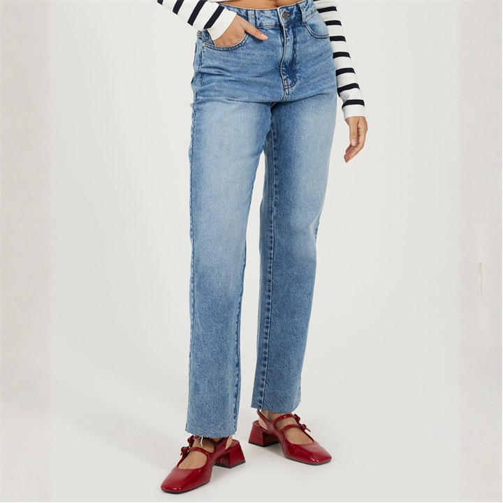 Brave Soul Women's Blue Straight Leg Denim Jeans