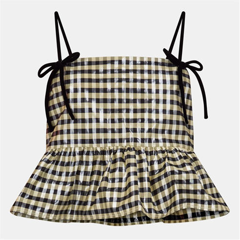GANNI - Women's Shiny Check Woven Cami Vest