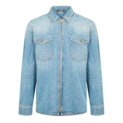 VERSACE - Men's StnWsh Long Sleeve Denim Shirt