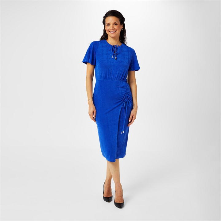 Biba Keyhole Jersey Dress In Blue